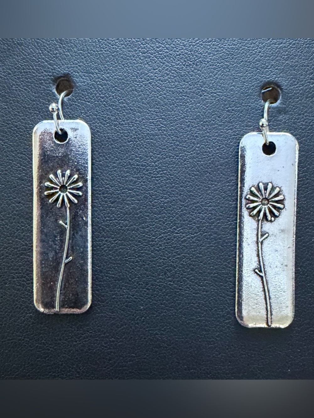 Bohemian Vintage Style Silver Dandelion Flower Pattern Drop Earrings, Minimalist